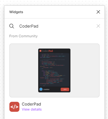 Search for "CoderPad" in the FigJam widget search
