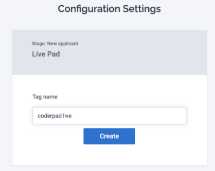 configuration settings page for live pad where you can create the tag name.