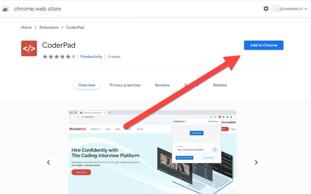 Google Chrome Calendar Extension CoderPad
