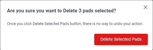 The delete pads confirmation window