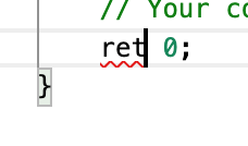 A red underline showing a syntax error.