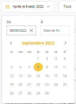 Un calendrier avec la date sélectionnée.