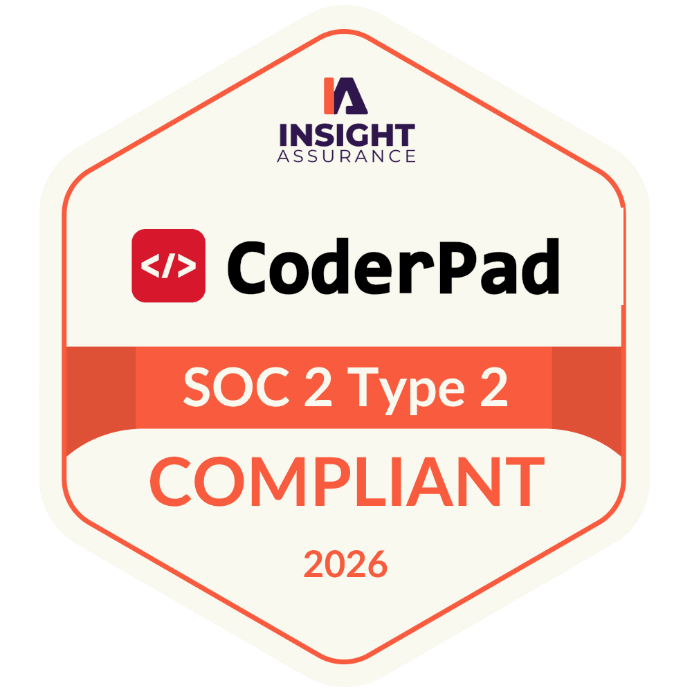 CoderPad is SOC-2 Type 2 compliant certified by insight assurance